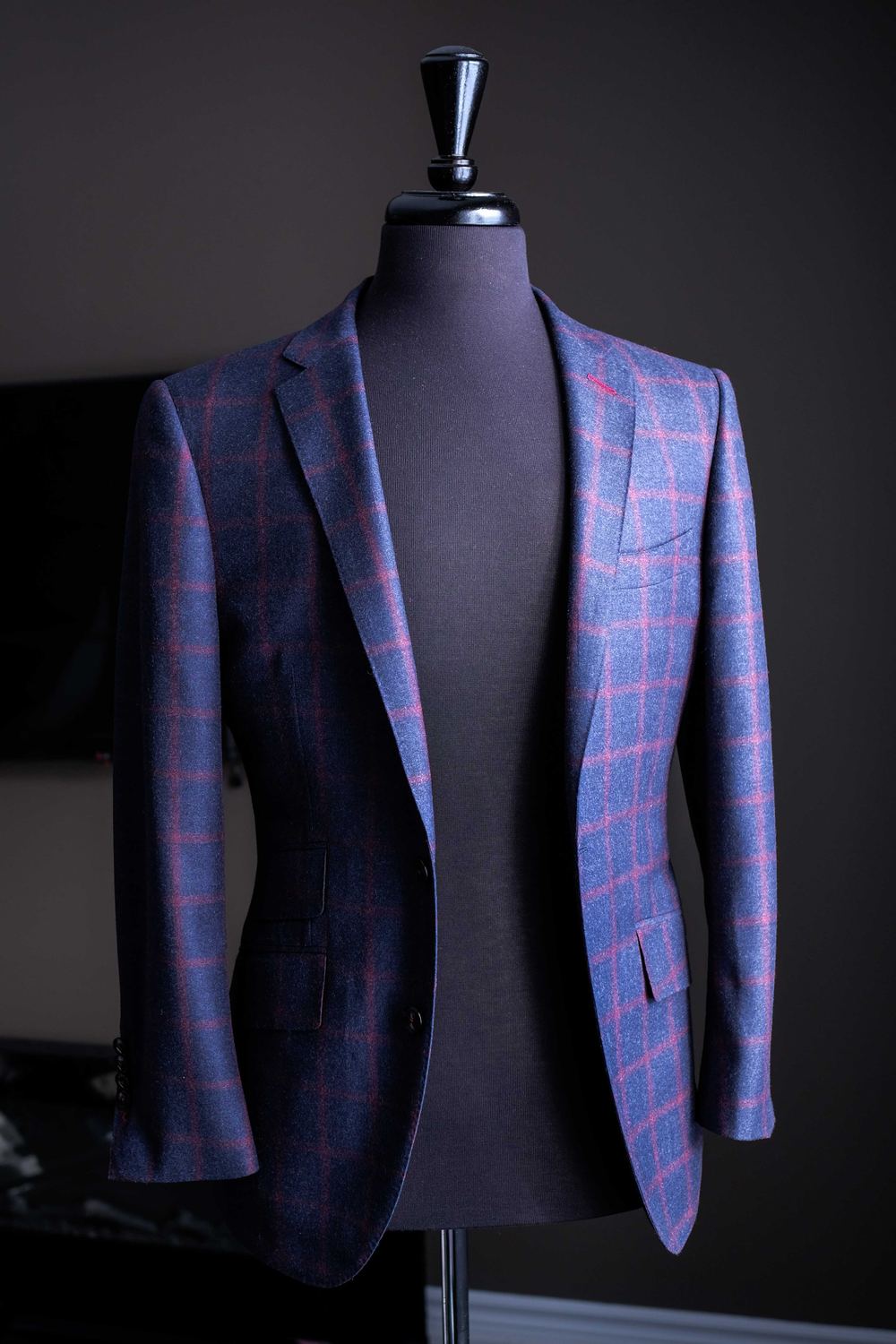 Navy windowpane bespoke jacket